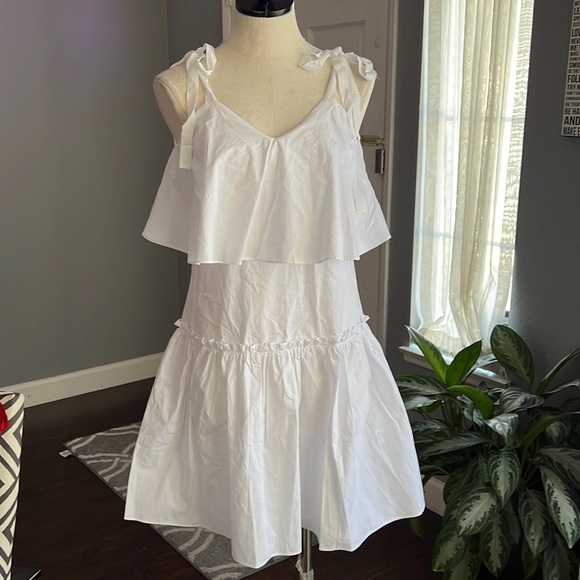 English Factory Shoulder Ties White Dress - Picture 1 of 7